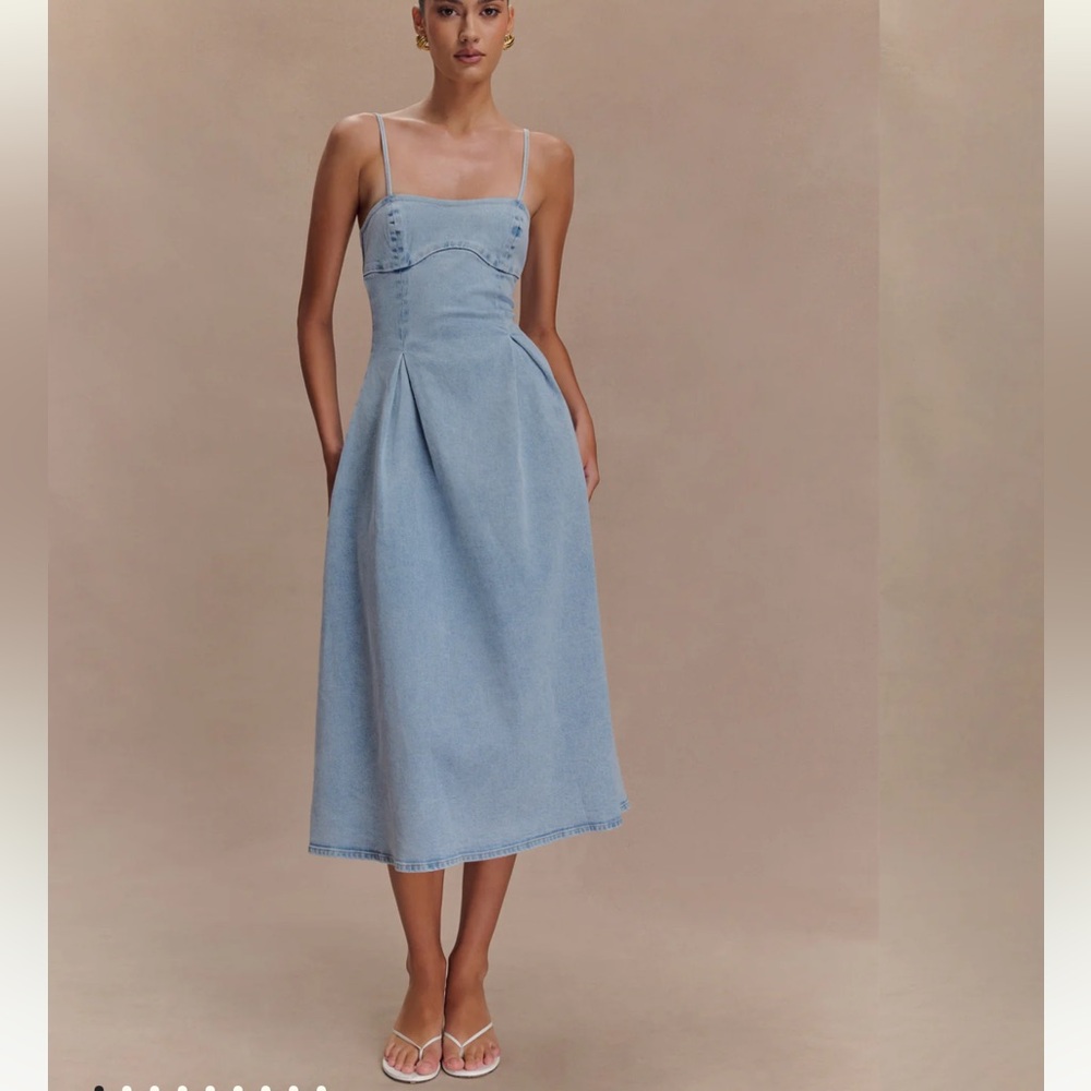 Light Blue Denim Midi Dress